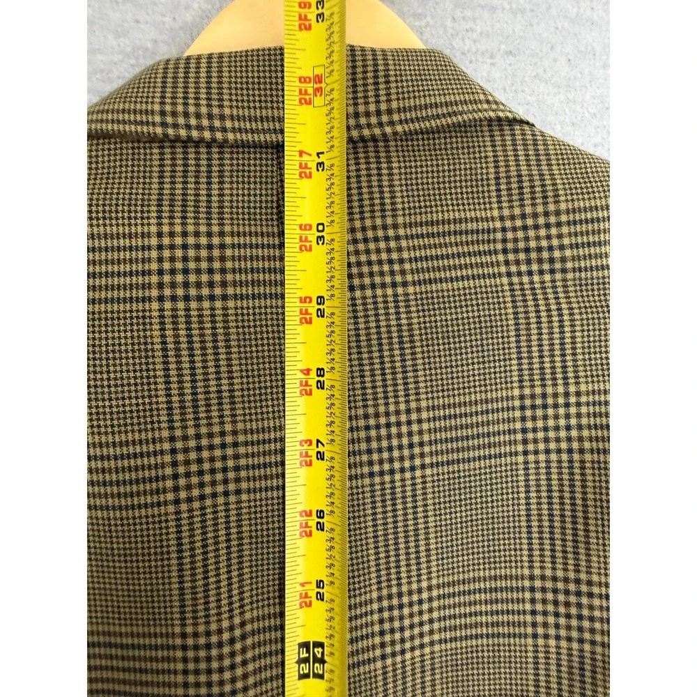 Vintage 60s Bespoke Glen Plaid Sport Coat Blazer Olive Tan 40L Union Made